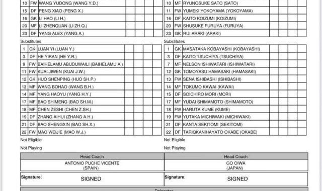 U23国足VS日本队首发出炉！徐彬出战拜合拉木替补